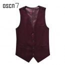 OSCN7 Solid Colete Masculino Fashion 2017 Slim Fit Leisure Mens Vest Suit Red