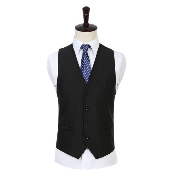 OSCN7 Solid Color Men Suit Vest Slim Fit Black