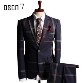 OSCN7-Navy-Blue-Slim-Fit-Plaid-Suit-Men-Main